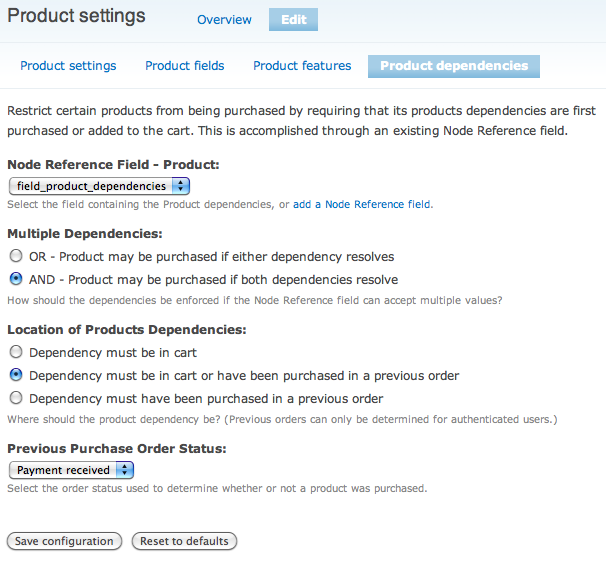 UC Product Dependencies